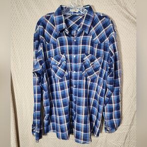 Vintage Timber Run Woven Gingham Western MOP Snap Front Long Sleeve Men's Large
